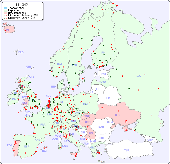 European Reception Map for LL-342