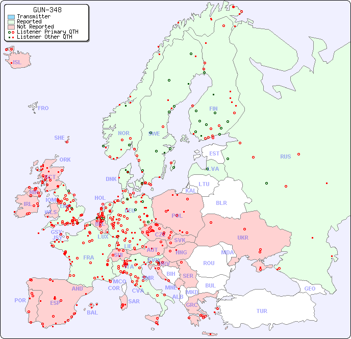 European Reception Map for GUN-348