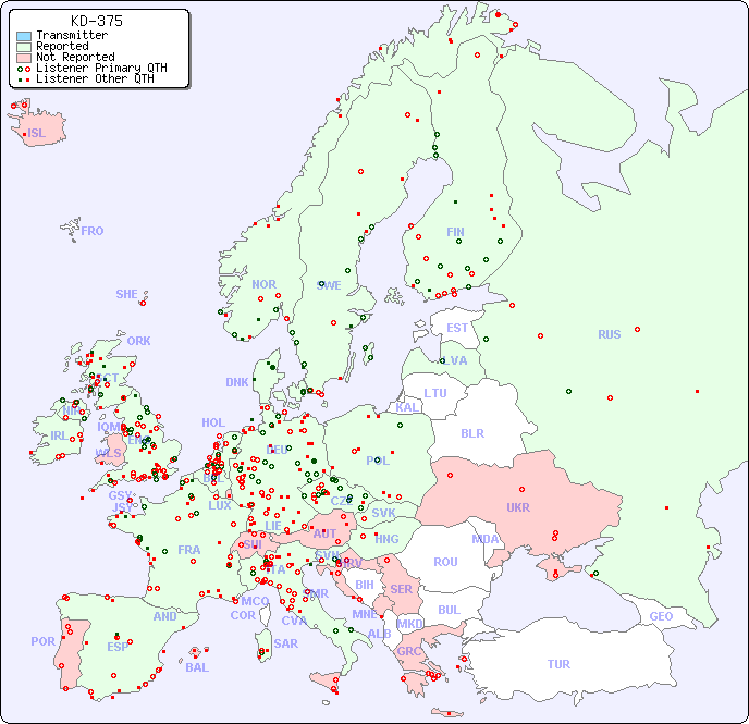 European Reception Map for KD-375