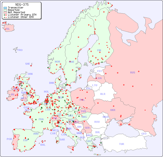 European Reception Map for NDG-375