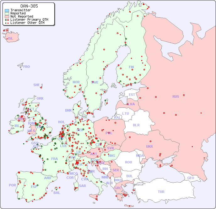 European Reception Map for OAN-385