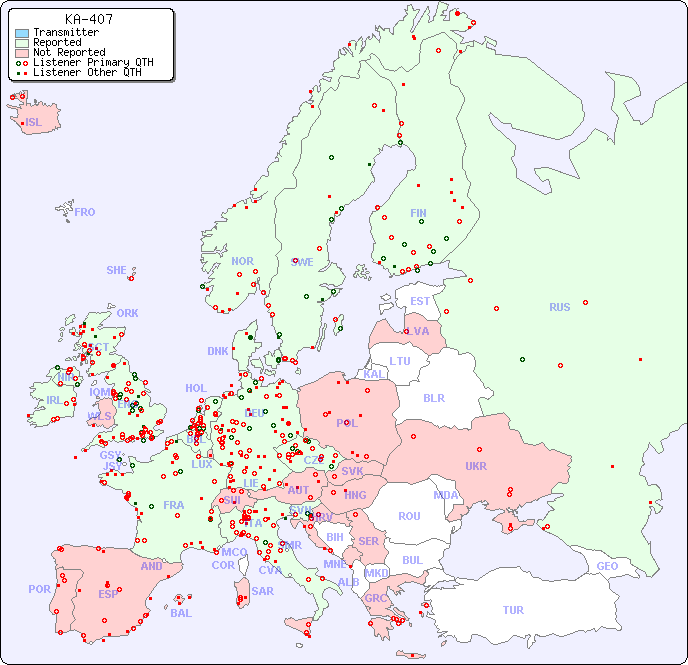 European Reception Map for KA-407