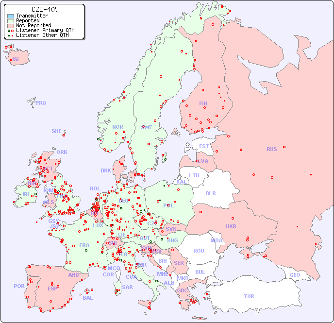 European Reception Map for CZE-409