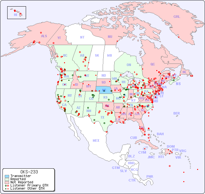 North American Reception Map for OKS-233