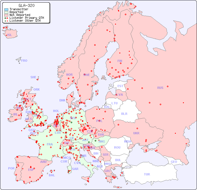 European Reception Map for GLA-320
