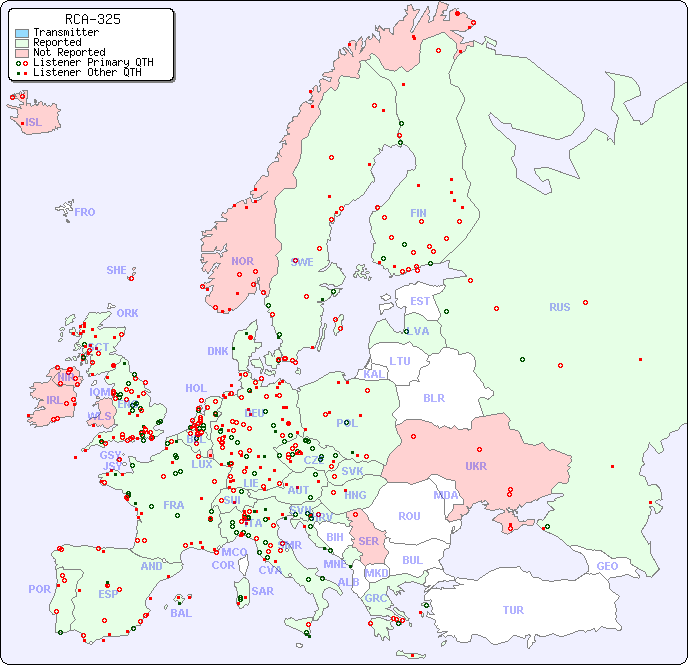 European Reception Map for RCA-325