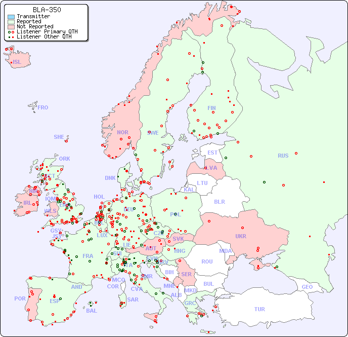 European Reception Map for BLA-350