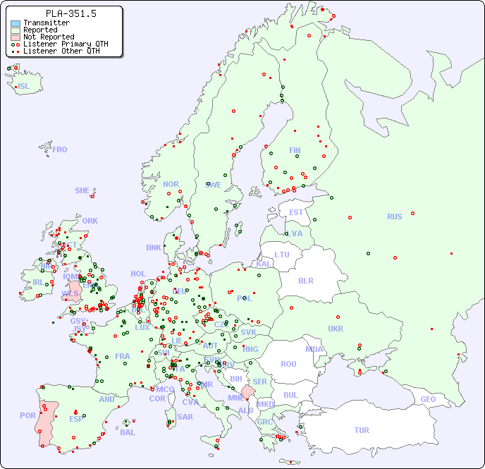 European Reception Map for PLA-351.5