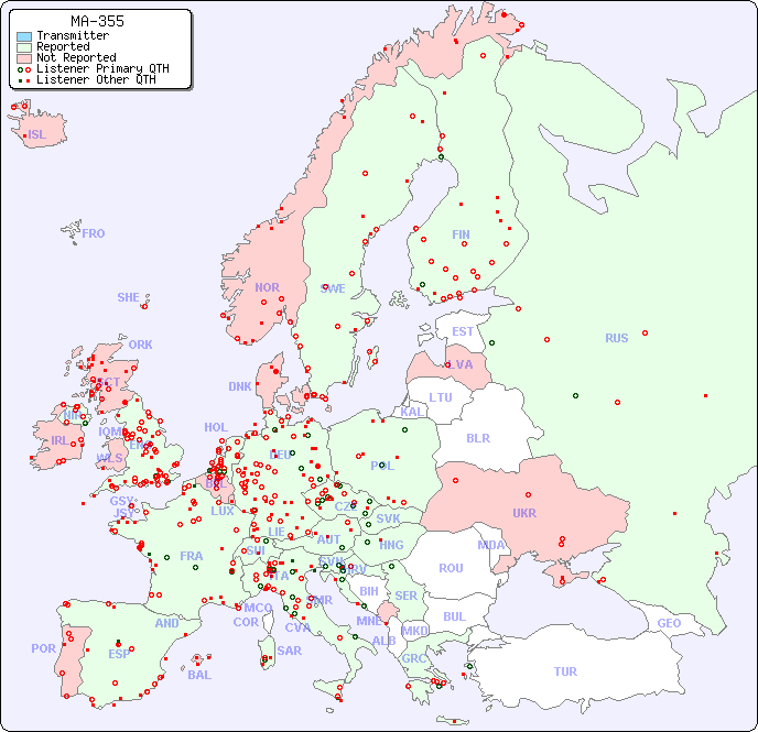 European Reception Map for MA-355