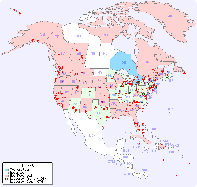 North American Reception Map for 4L-236