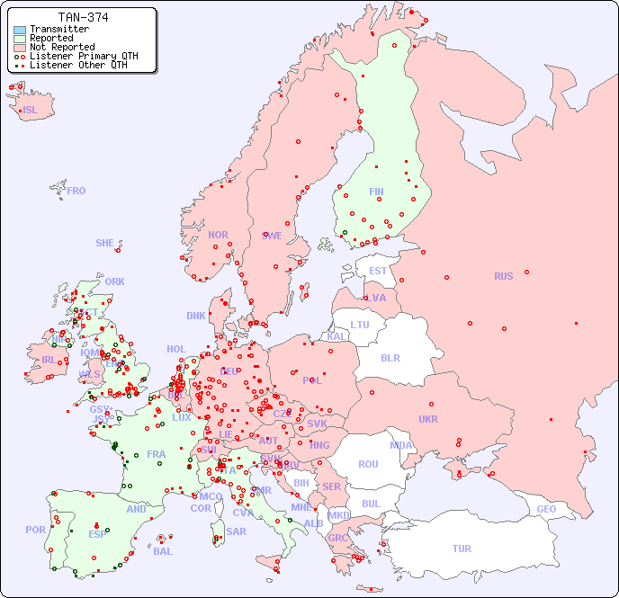 European Reception Map for TAN-374
