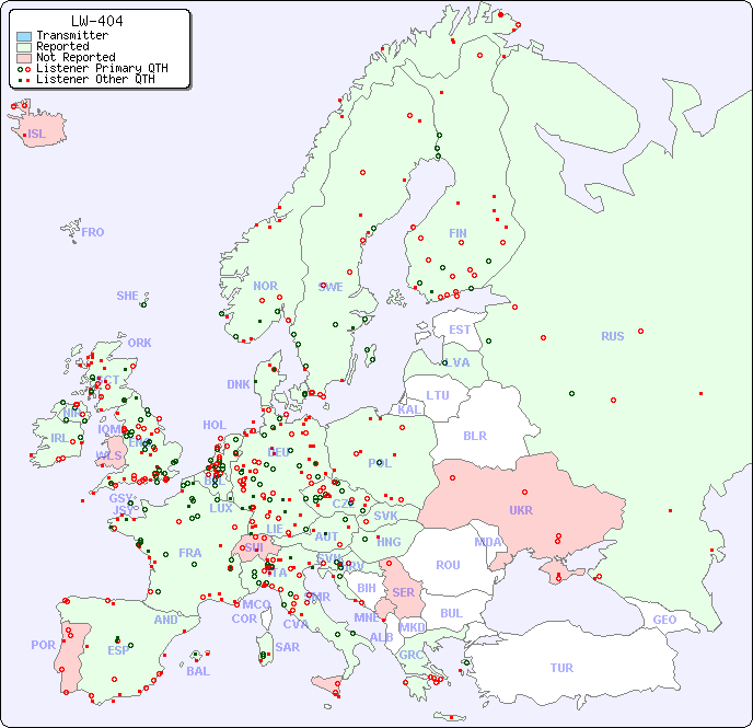 European Reception Map for LW-404