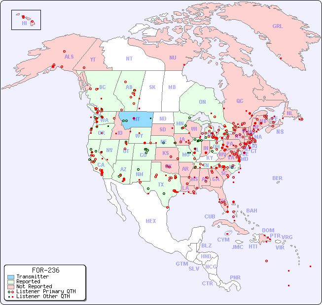 North American Reception Map for FOR-236