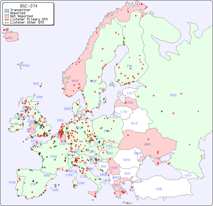 European Reception Map for BGC-374