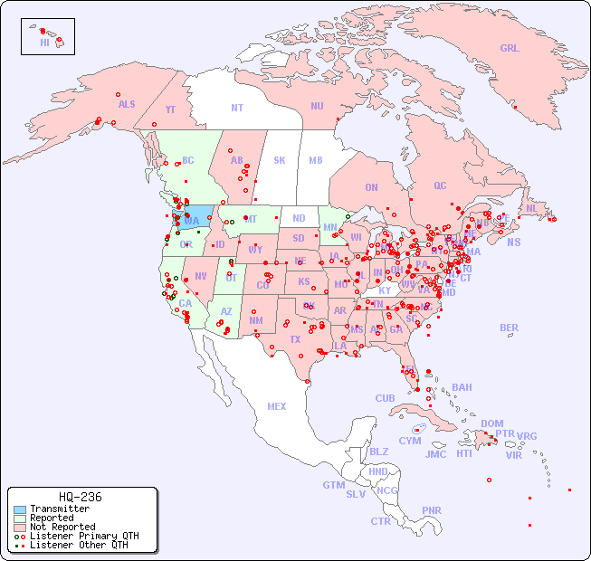 North American Reception Map for HQ-236