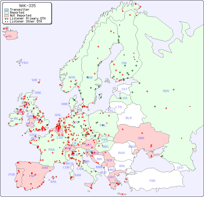 European Reception Map for NAK-335