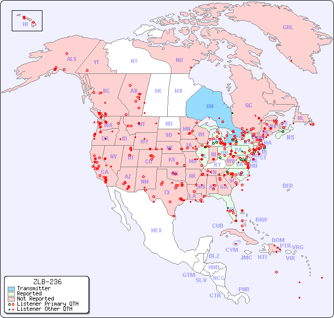 North American Reception Map for ZLB-236