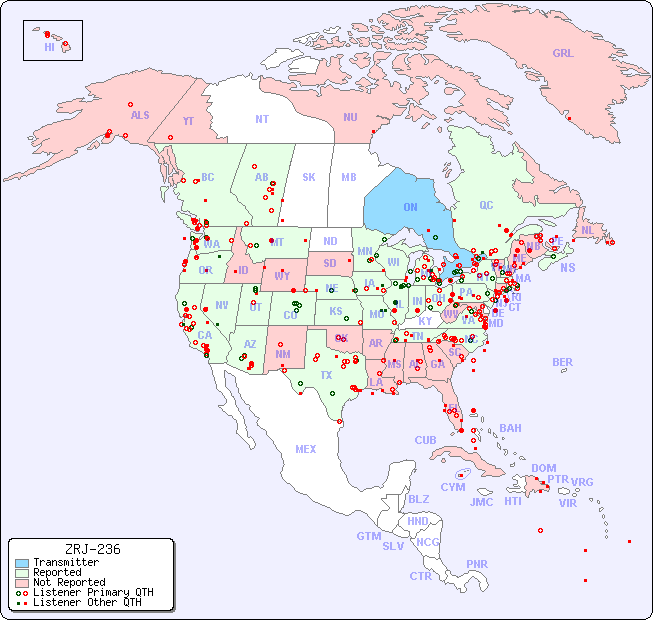 North American Reception Map for ZRJ-236