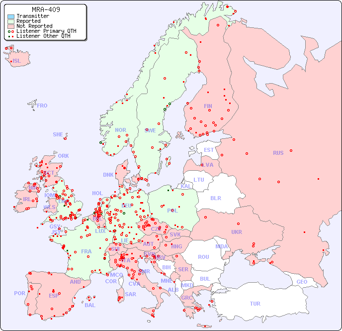 European Reception Map for MRA-409