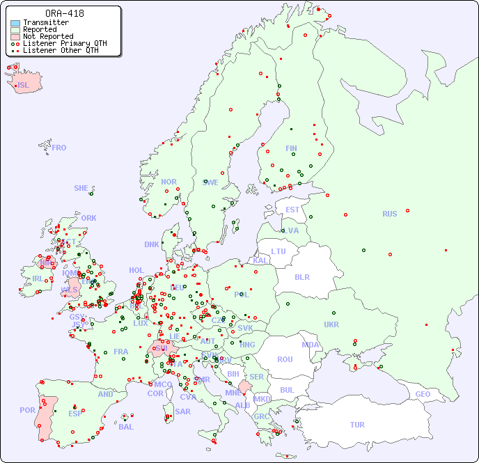 European Reception Map for ORA-418