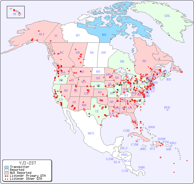 North American Reception Map for YJI-237
