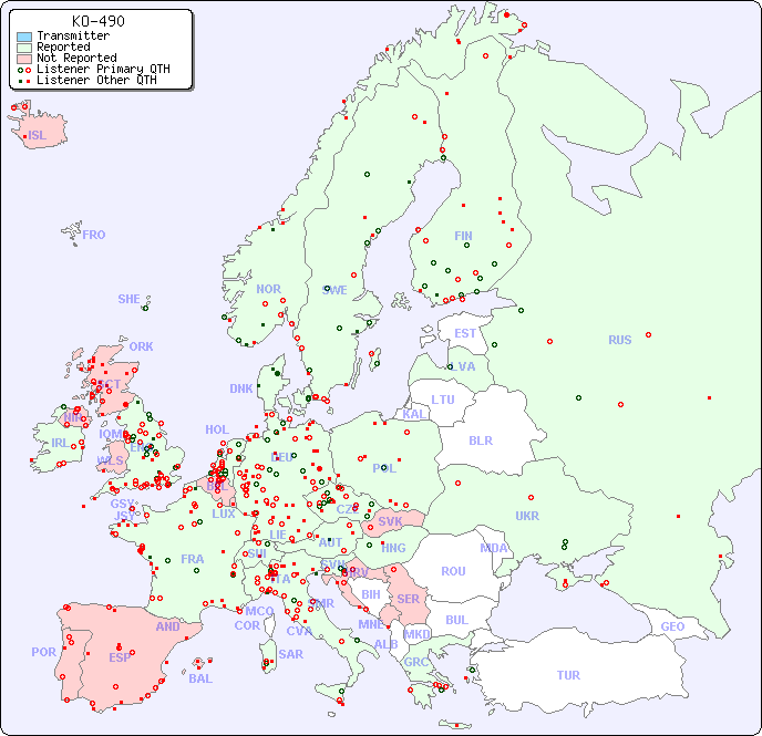 European Reception Map for KO-490