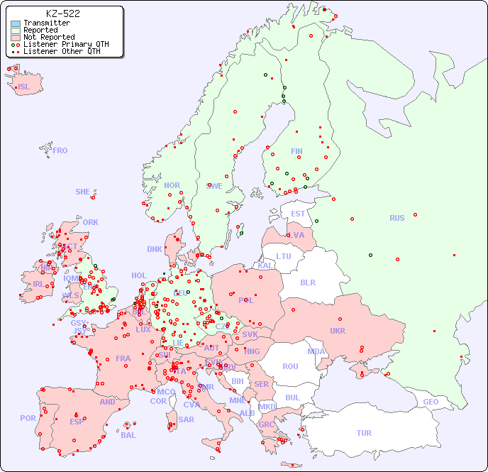 European Reception Map for KZ-522
