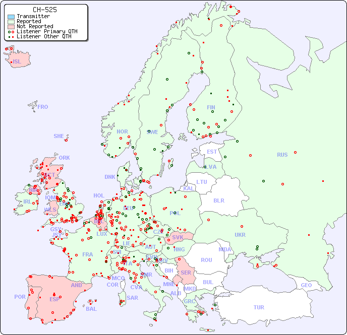 European Reception Map for CH-525