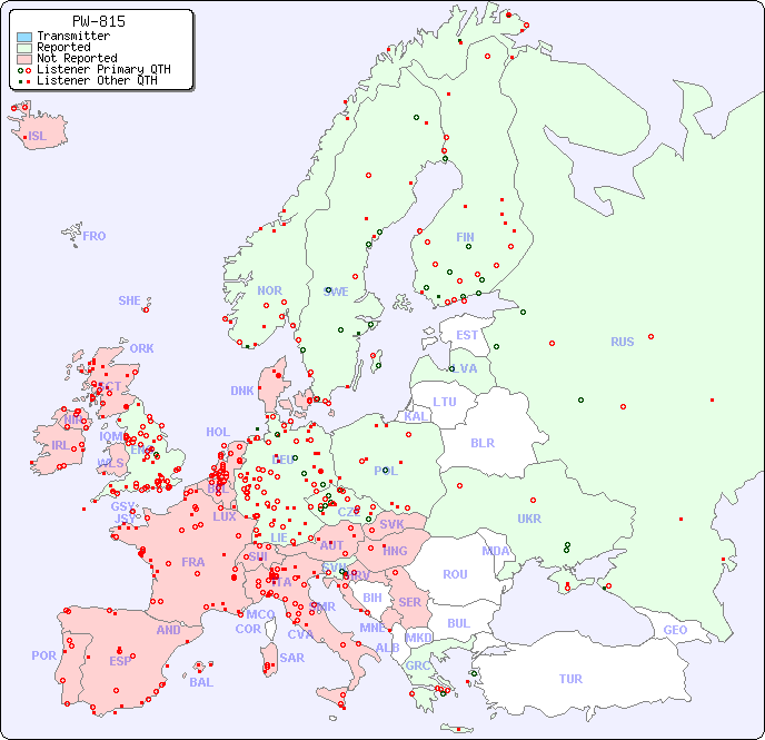 European Reception Map for PW-815