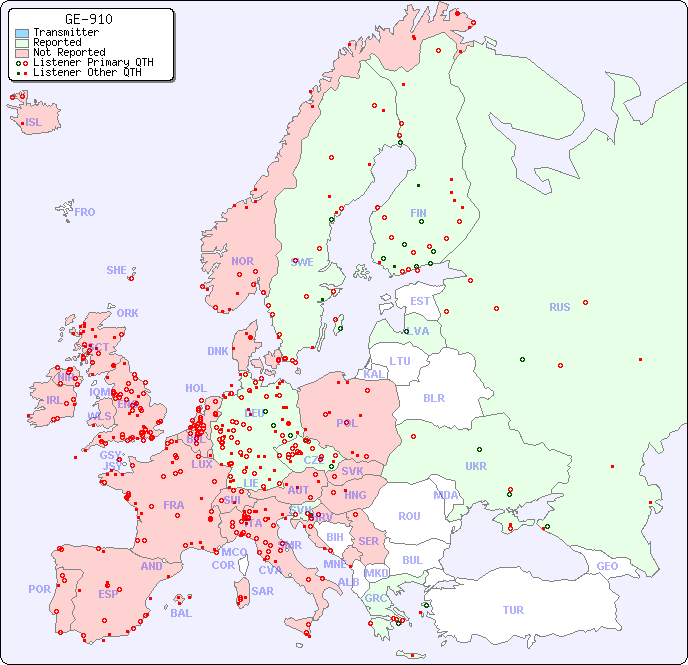 European Reception Map for GE-910