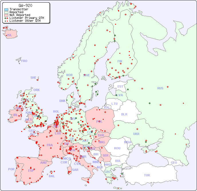 European Reception Map for GW-920