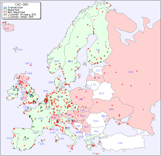 European Reception Map for CAC-380