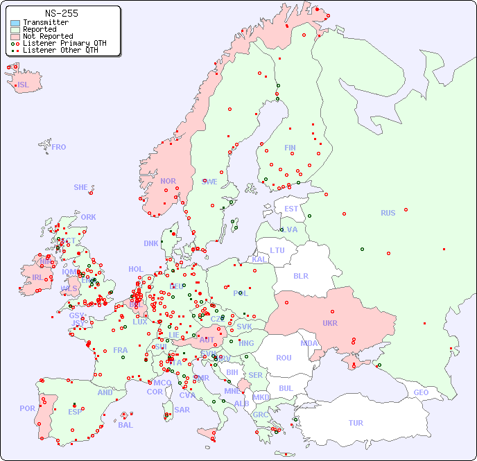 European Reception Map for NS-255