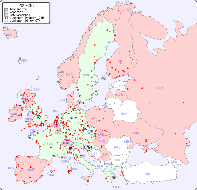European Reception Map for PDV-285
