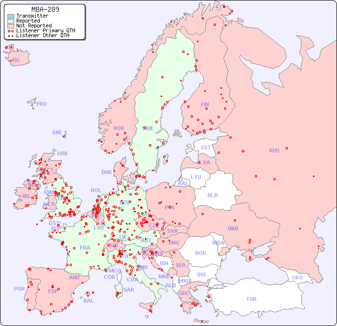 European Reception Map for MBA-289