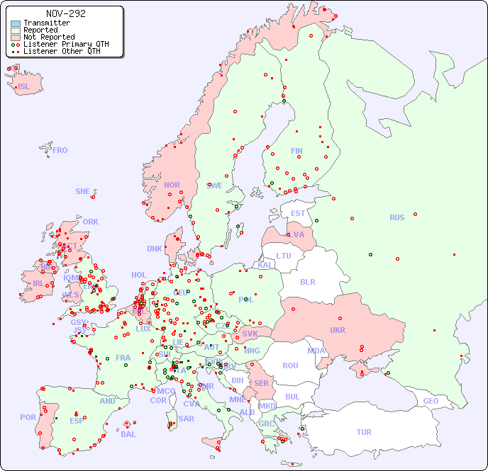 European Reception Map for NOV-292