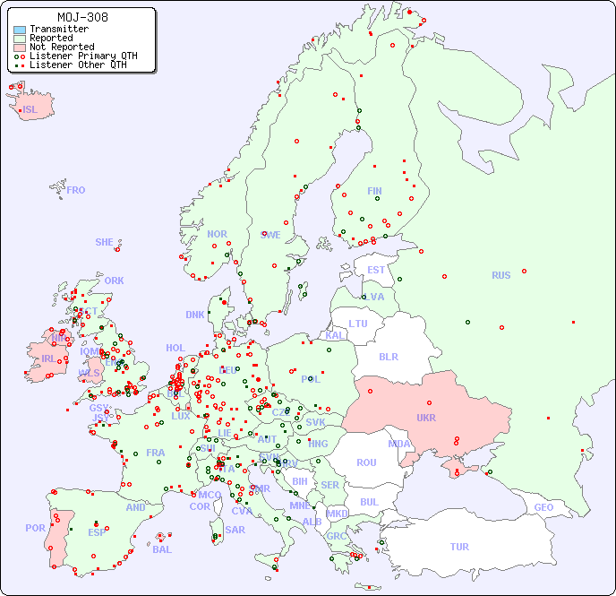 European Reception Map for MOJ-308