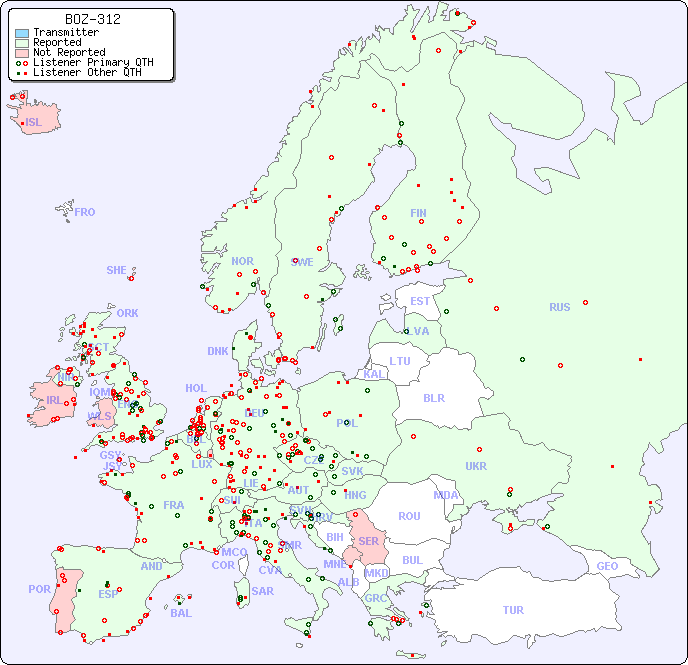 European Reception Map for BOZ-312