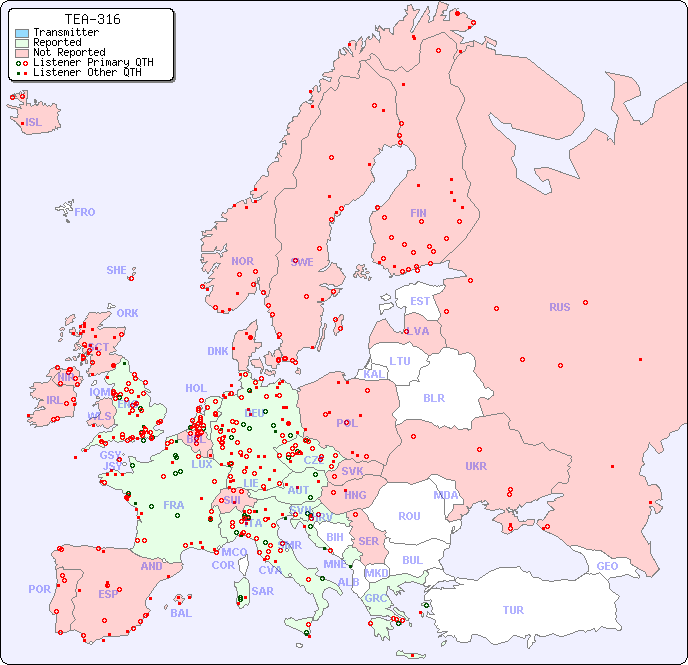 European Reception Map for TEA-316