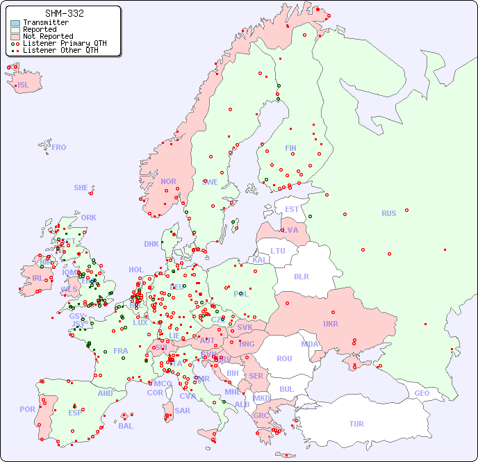 European Reception Map for SHM-332