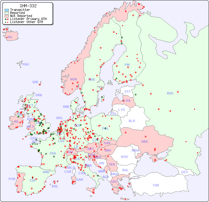 European Reception Map for SHM-332