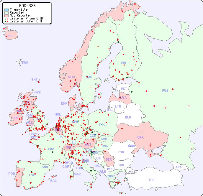 European Reception Map for POD-335