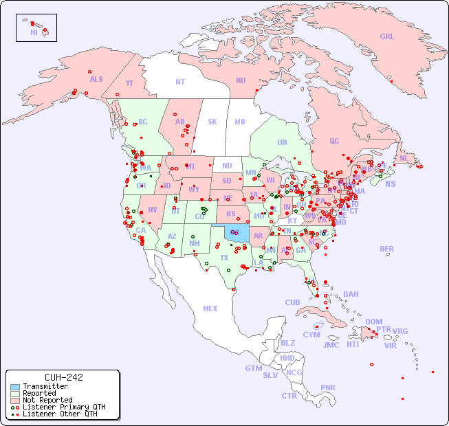 North American Reception Map for CUH-242