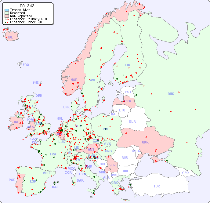 European Reception Map for OA-342