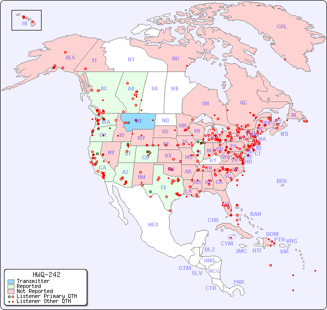 North American Reception Map for HWQ-242