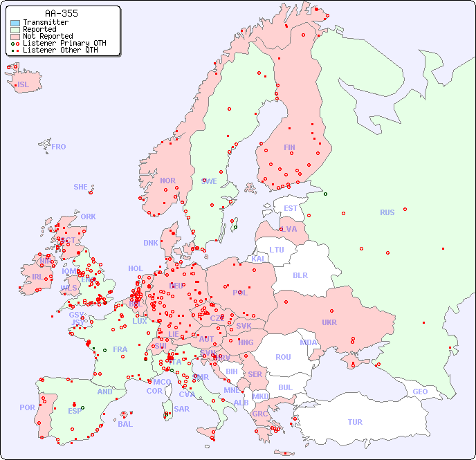 European Reception Map for AA-355