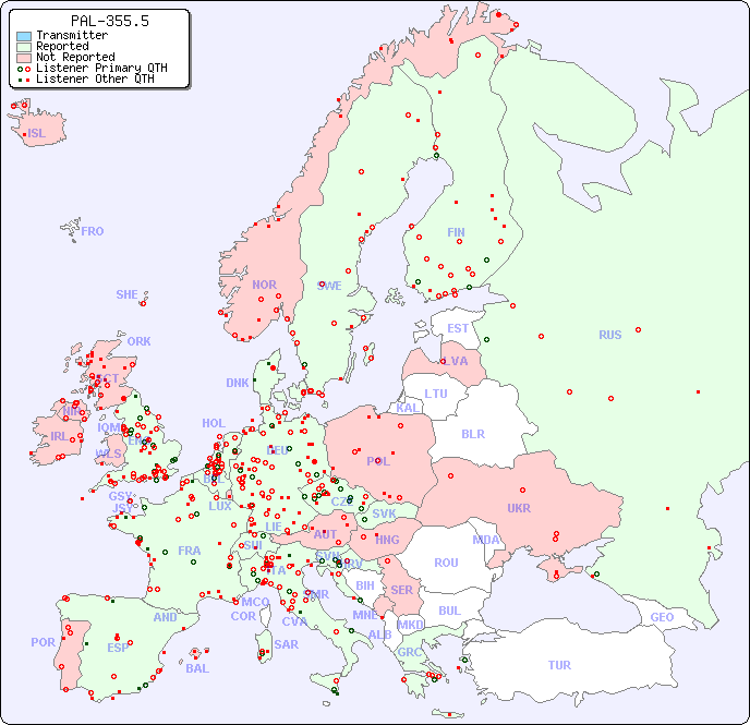 European Reception Map for PAL-355.5