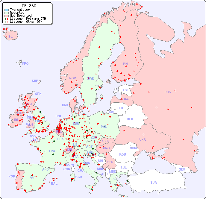 European Reception Map for LOR-360
