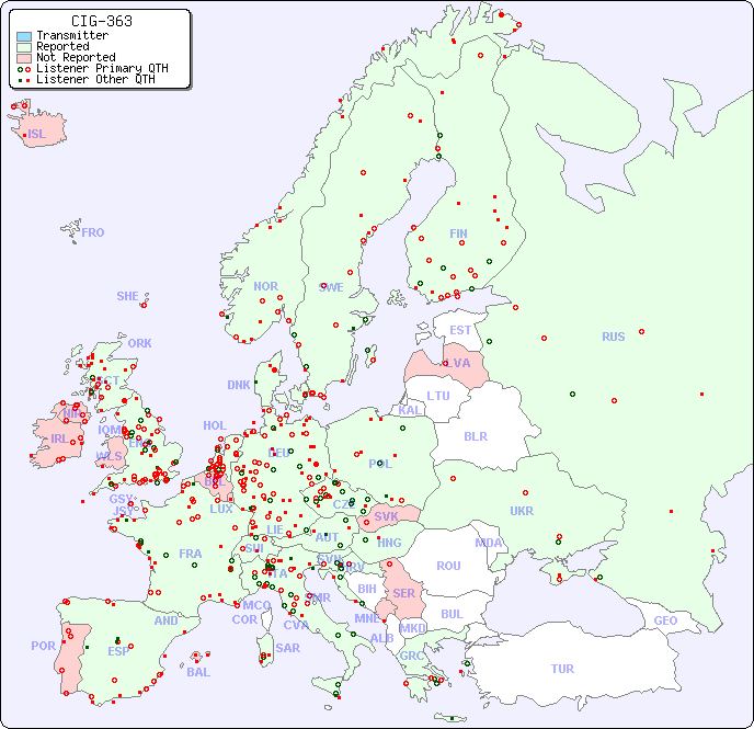European Reception Map for CIG-363