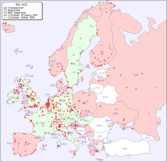 European Reception Map for RA-402